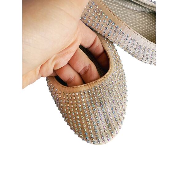 Madden Girl Rhinestone Ballet Flats Slip On Beige Diamond 8.5 M Balletcore Glam - Picture 5 of 8